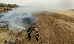 Bozova'da tarlada çıkan yangında 60 ton saman kül oldu
