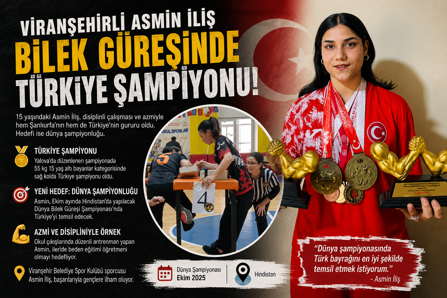 Viranşehirli Asmin’in bileği bükülmüyor!